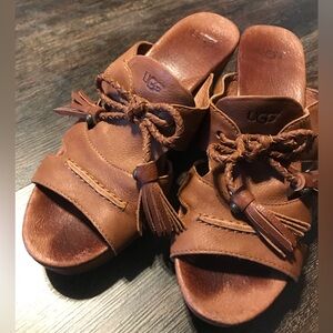 Ugg Leather Open Toe Clogs Size 8